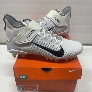 Mens Size 11.5 WIDE Nike Alpha Menace Pro 2 Mid White Football Cleats BV3951-100